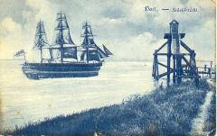 Zeilschip voor de haven van Doel