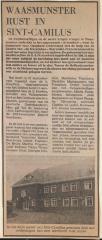 Persbericht over oprichting en inhuldiging Sint-Camillus