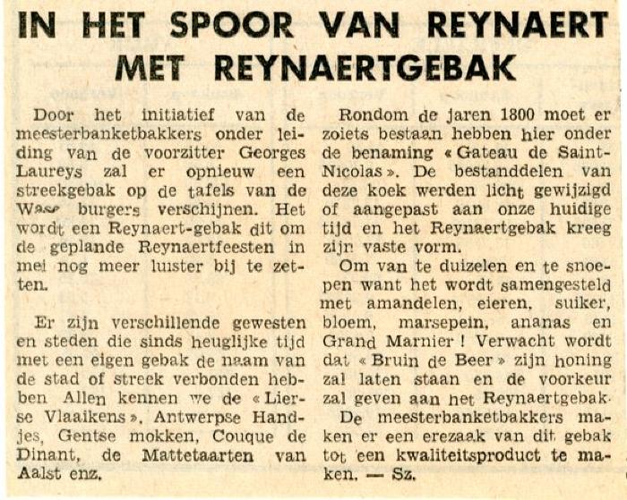 Reynaertspel 1973, Reynaertgebak