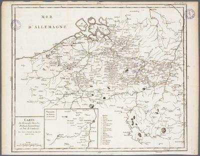 Carte du Hainault, Flandre, Brabant, Luxembourg et Païs de Limbourg