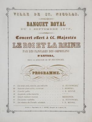 Concert tijdens koninklijk banket stadhuis, 1 september 1878