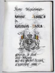 Bladzijde gulden boek Sint-Niklaas koninklijk bezoek, 2 september 2005