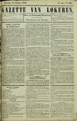 Gazette van Lokeren 11/02/1849