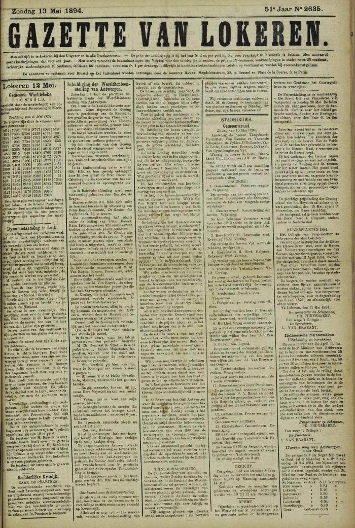 Gazette van Lokeren 13/05/1894