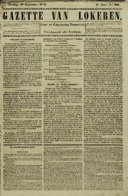 Gazette van Lokeren 16/09/1849