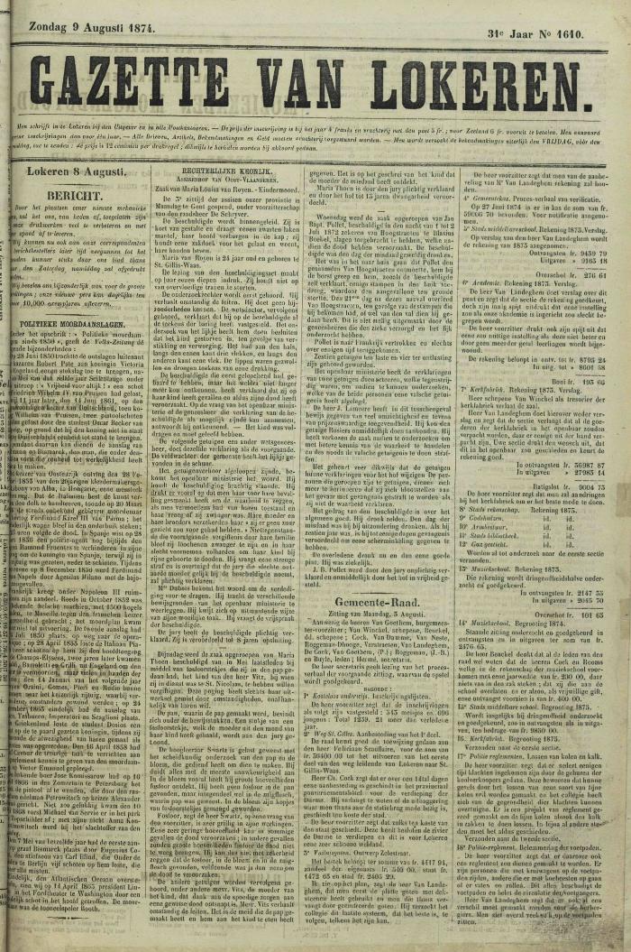 Gazette van Lokeren 09/08/1874