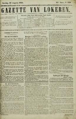 Gazette van Lokeren 27/08/1854