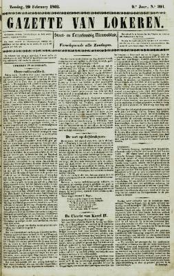 Gazette van Lokeren 29/02/1852