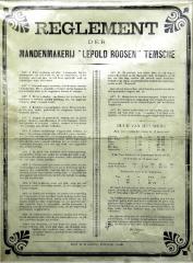 Affiche reglement in de mandenmakerij "Leopold Roosen" in Temse