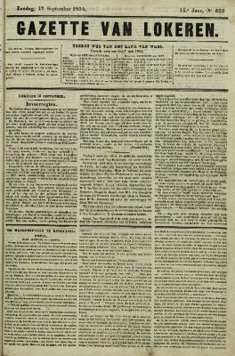 Gazette van Lokeren 17/09/1854