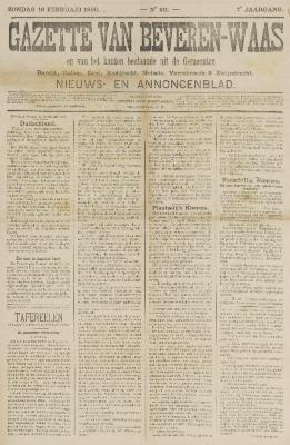 Gazette van Beveren-Waas 16/02/1890