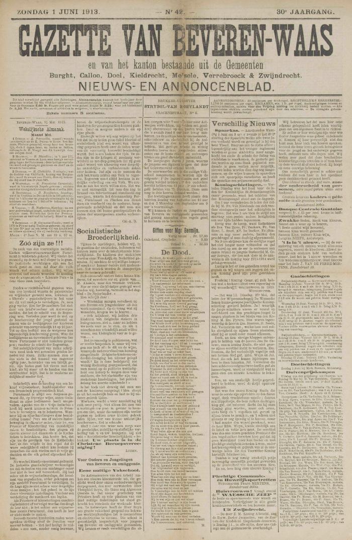 Gazette van Beveren-Waas 01/06/1913