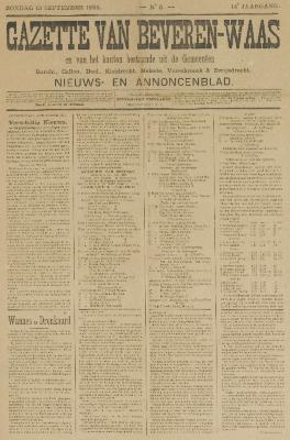 Gazette van Beveren-Waas 13/09/1896