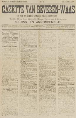 Gazette van Beveren-Waas 23/09/1894