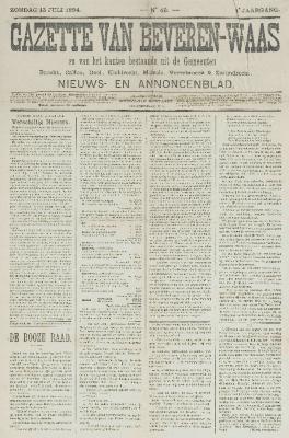 Gazette van Beveren-Waas 15/07/1894