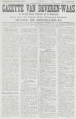 Gazette van Beveren-Waas 13/08/1905