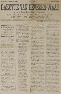 Gazette van Beveren-Waas 09/03/1890