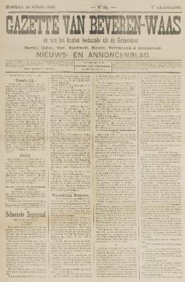 Gazette van Beveren-Waas 13/04/1890