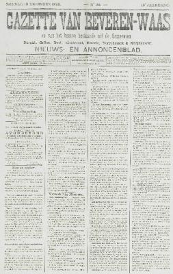 Gazette van Beveren-Waas 18/12/1898