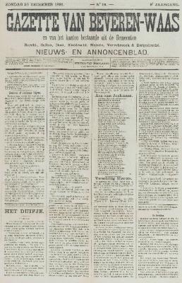 Gazette van Beveren-Waas 20/12/1891