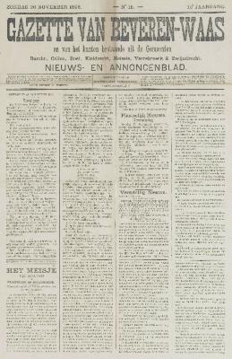 Gazette van Beveren-Waas 20/11/1892