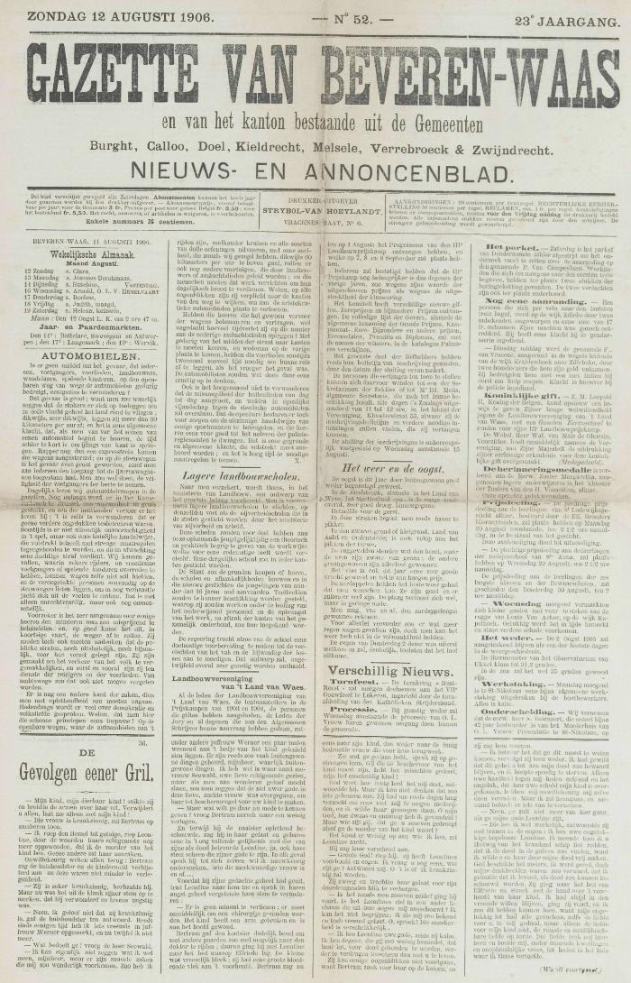 Gazette van Beveren-Waas 12/08/1906