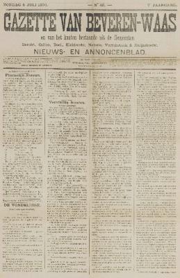 Gazette van Beveren-Waas 06/07/1890