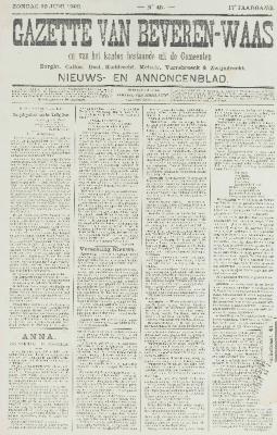 Gazette van Beveren-Waas 10/06/1900