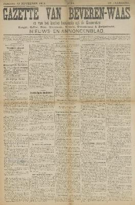 Gazette van Beveren-Waas 19/11/1911