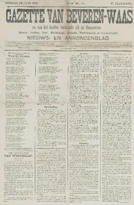 Gazette van Beveren-Waas 28/06/1891