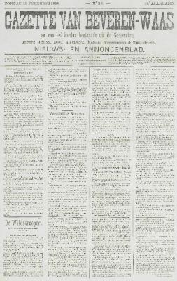 Gazette van Beveren-Waas 19/02/1899