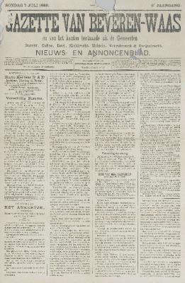 Gazette van Beveren-Waas 07/07/1889