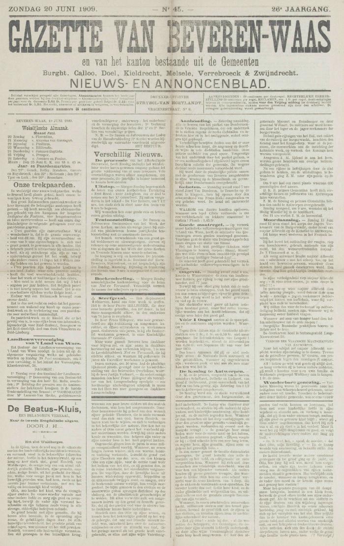 Gazette van Beveren-Waas 20/06/1909