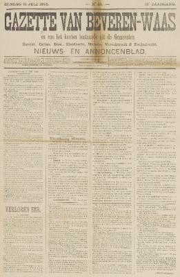 Gazette van Beveren-Waas 21/07/1895