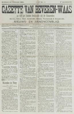Gazette van Beveren-Waas 20/01/1889
