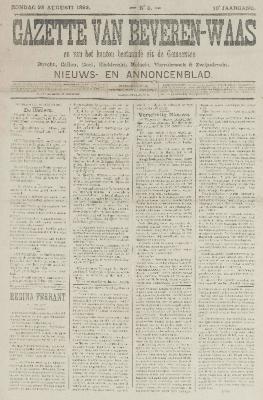 Gazette van Beveren-Waas 28/08/1892