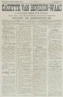 Gazette van Beveren-Waas 20/09/1891