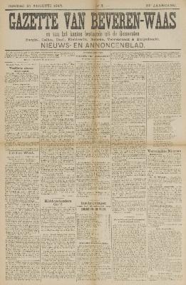 Gazette van Beveren-Waas 31/08/1913