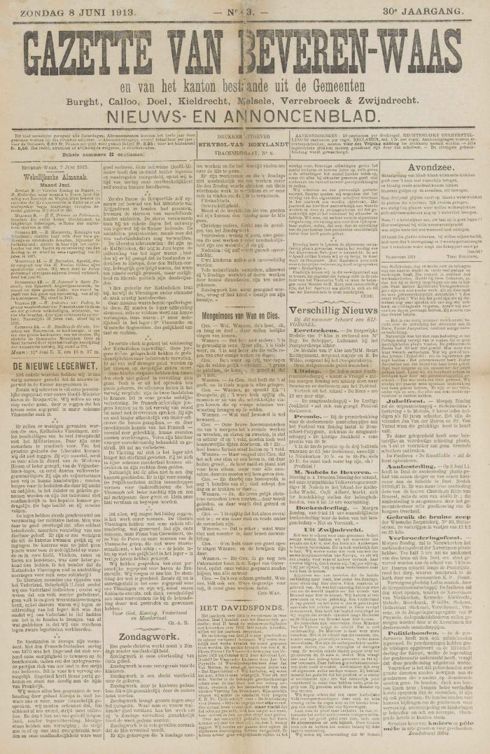 Gazette van Beveren-Waas 08/06/1913