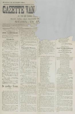 Gazette van Beveren-Waas 25/08/1889