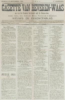 Gazette van Beveren-Waas 13/09/1891