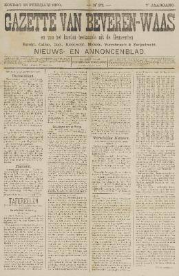 Gazette van Beveren-Waas 23/02/1890