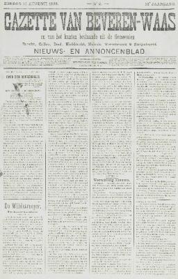 Gazette van Beveren-Waas 14/08/1898