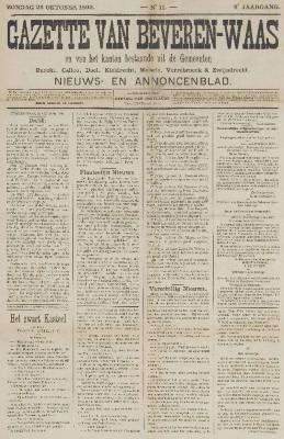 Gazette van Beveren-Waas 26/10/1890