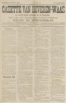 Gazette van Beveren-Waas 28/04/1895
