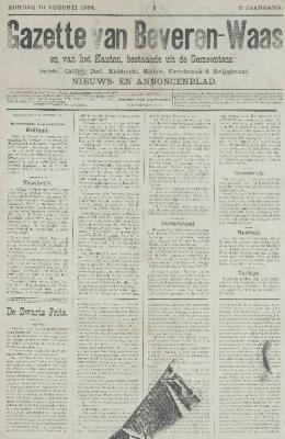Gazette van Beveren-Waas 10/08/1884
