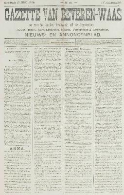 Gazette van Beveren-Waas 17/06/1900
