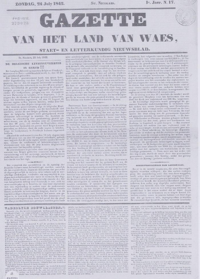 Gazette van het Land van Waes 24/07/1842