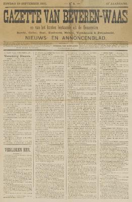 Gazette van Beveren-Waas 29/09/1895