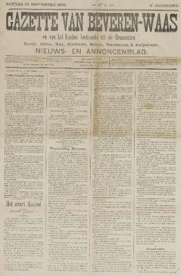 Gazette van Beveren-Waas 28/09/1890